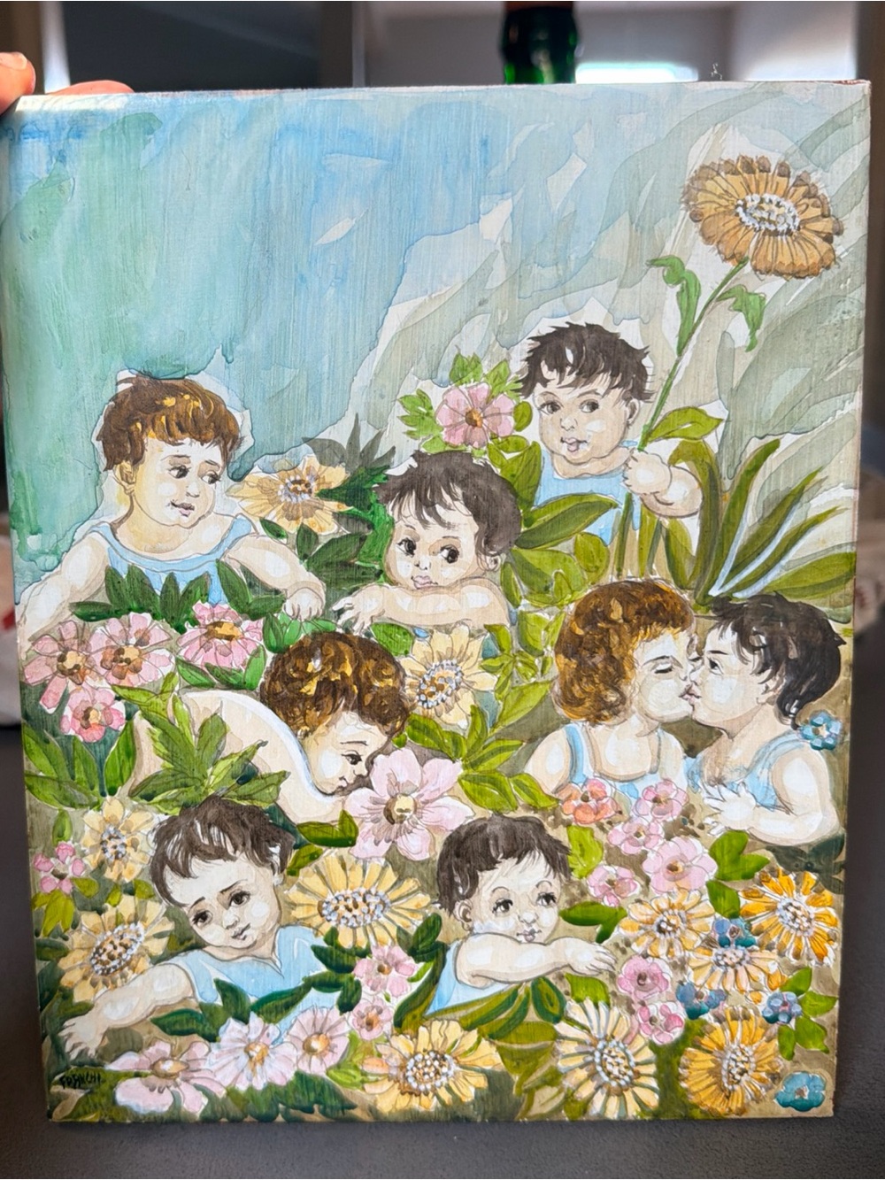 Franchi Assisi Italy Hand Painted Ceramic Tile Plaque Children St Theresa